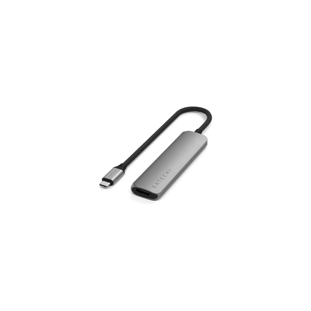 Hurtownia GSM - Satechi adaptor multiport USB-C Slim 4-in-1 HUB USB-C / 2xUSB-A, USB-C, 4K HDMI gri spațial - STH174 - {ean13} - Hurt