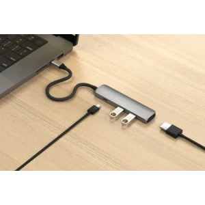 Hurtownia GSM - Satechi adaptor multiport USB-C Slim 4-in-1 HUB USB-C / 2xUSB-A, USB-C, 4K HDMI gri spațial - STH174 - {ean13} - Hurt