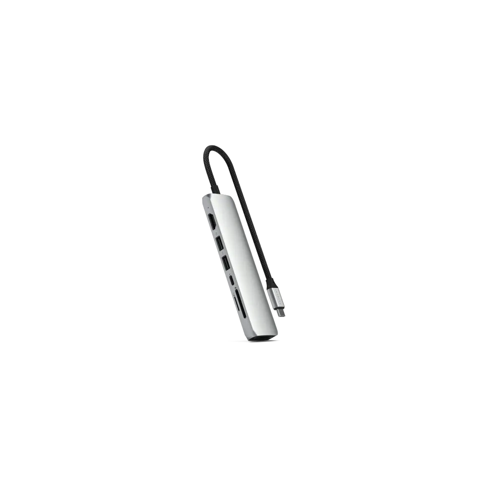 Hurtownia GSM - HUB Satechi 7-in-1 USB-C Slim Multiport Adaptér s Ethernetem USB-C / 2xUSB-A, USB-C PD, HDMI 4K, čtečka karet, Ethernet stříbrný - STH175 - {ean13} - Hurt