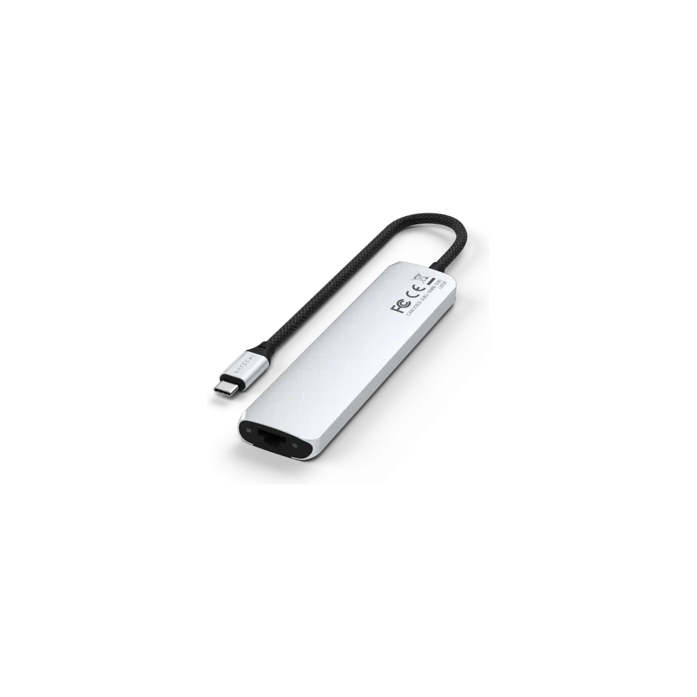 Hurtownia GSM - HUB Satechi 7-in-1 USB-C Slim Multiport Adaptér s Ethernetem USB-C / 2xUSB-A, USB-C PD, HDMI 4K, čtečka karet, Ethernet stříbrný - STH175 - {ean13} - Hurt