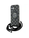 Karl Lagerfeld KLHMP16SHCKCKLCK Apple iPhone 16 kemény tok IML Crossbody Monogram Karl & Choupette Head MagSafe fekete
