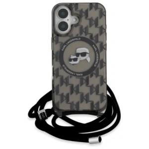 Hurtownia GSM - Karl Lagerfeld KLHMP16SHCKCKLCK Apple iPhone 16 carcasă dură IML Crossbody Monogram Karl & Choupette Head MagSafe negru - KLD21861 - {ean13} - Hurt