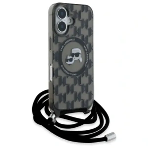 Hurtownia GSM - Karl Lagerfeld KLHMP16SHCKCKLCK Apple iPhone 16 carcasă dură IML Crossbody Monogram Karl & Choupette Head MagSafe negru - KLD21861 - {ean13} - Hurt