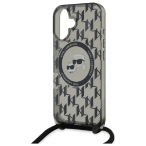 Hurtownia GSM - Karl Lagerfeld KLHMP16SHCKCKLCK Apple iPhone 16 carcasă dură IML Crossbody Monogram Karl & Choupette Head MagSafe negru - KLD21861 - {ean13} - Hurt
