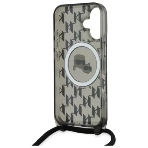 Hurtownia GSM - Karl Lagerfeld KLHMP16SHCKCKLCK Apple iPhone 16 carcasă dură IML Crossbody Monogram Karl & Choupette Head MagSafe negru - KLD21861 - {ean13} - Hurt