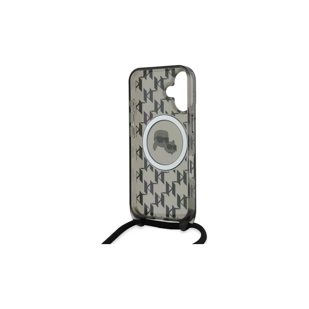 Hurtownia GSM - Karl Lagerfeld KLHMP16SHCKCKLCK Apple iPhone 16 carcasă dură IML Crossbody Monogram Karl & Choupette Head MagSafe negru - KLD21861 - {ean13} - Hurt