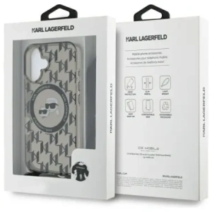 Wholesale Karl Lagerfeld KLHMP16SHCKCKLCK Apple iPhone 16 hardcase IML Crossbody Monogram Karl & Choupette Head MagSafe black - KLD21861 - {ean13} - Hurt