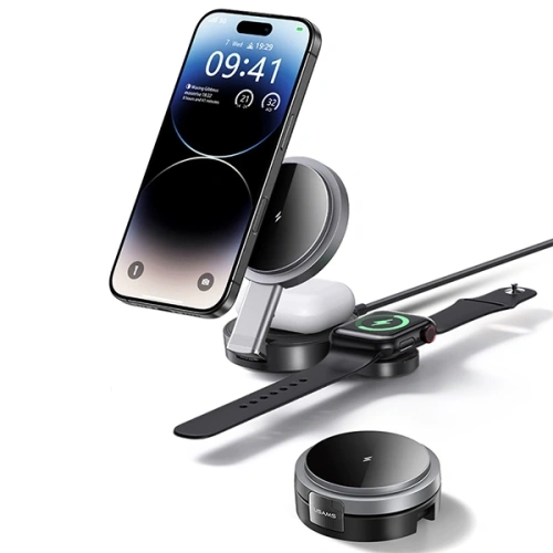 Ładowarka bezprzewodowa 3w1 USAMS US-CD234 15W do Apple iPhone / Apple Watch / Apple AirPods