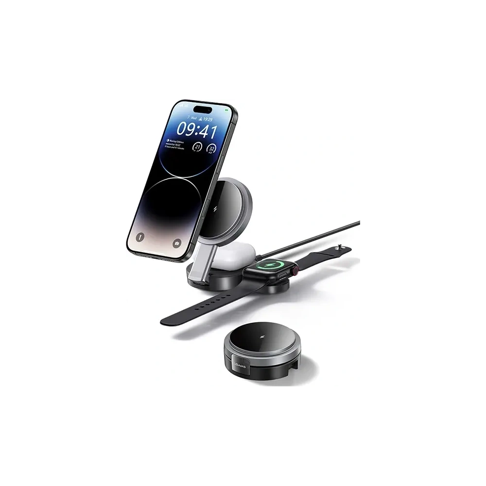Wholesale USAMS US-CD234 15W 3-in-1 Wireless Charger for Apple iPhone / Apple Watch / Apple AirPods - USA1222 - {ean13} - Hurt