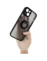 Hurtownia GSM - Etui z uchwytem na palec Bizon Case Hybrid Ring do Apple iPhone 14 przydymione z czarną ramką - BIZ7872 - {ean13} - Hurt