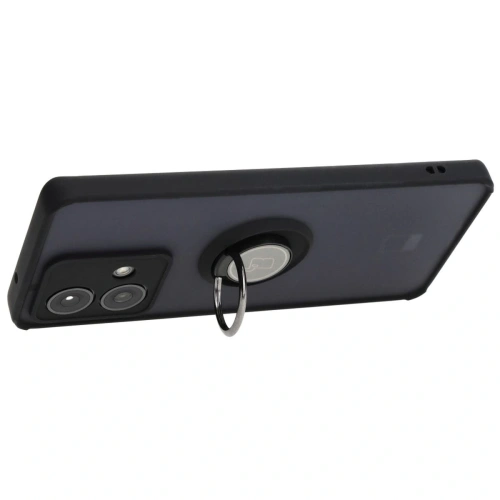 Etui z uchwytem na palec Bizon Case Hybrid Ring do Motorola Edge 40 Neo przydymione z czarną ramką