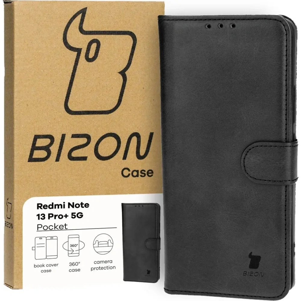 Hurtownia GSM - Etui z klapką Bizon Case Pocket do Xiaomi Redmi Note 13 Pro+ 5G černé - BIZ7907 - {ean13} - Hurt