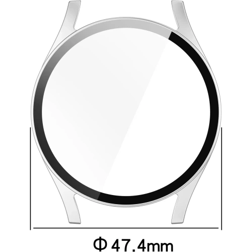 Etui ze szkłem do zegarka Bizon Case+Glass Watch do Samsung Galaxy Watch 7 44 mm satynowo srebrne