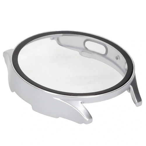 Etui ze szkłem do zegarka Bizon Case+Glass Watch do Samsung Galaxy Watch 7 44 mm satynowo srebrne