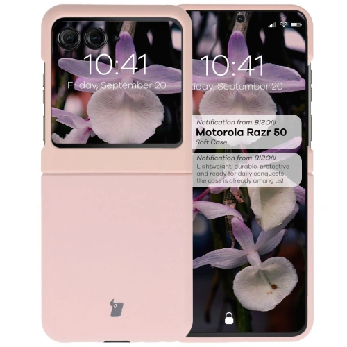 Silikonowe etui Bizon Soft Case do Motorola Razr 50 jasnoróżowe