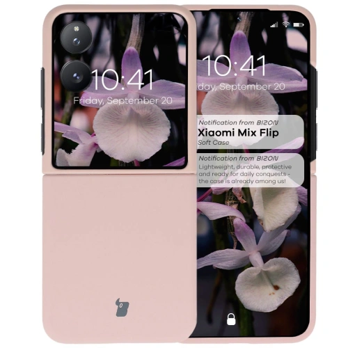 Silikonowe etui Bizon Soft Case do Xiaomi Mix Flip jasnoróżowe