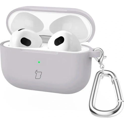 Silikonowe etui z karabińczykiem Bizon Case Headphone Silicone do Apple AirPods 4 jasnofioletowe