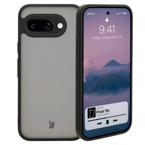 Etui Bizon Case Angelo do Google Pixel 9a przydymione z czarną ramką