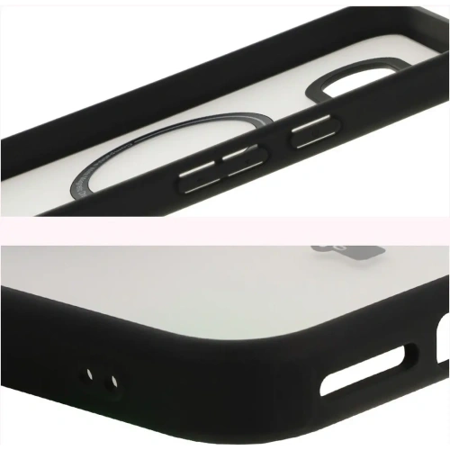 Etui z pierścieniem magnetycznym Bizon Case MatteO do Google Pixel 9a półprzezroczyste z czarną ramką