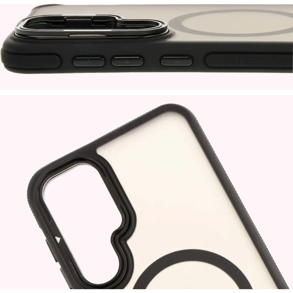 Hurtownia GSM - Etui z podstawką i pierścieniem magnetycznym Bizon Case Eclipse do Samsung Galaxy S25 Plus przydymione z czarną ramką - BIZ7958 - {ean13} - Hurt
