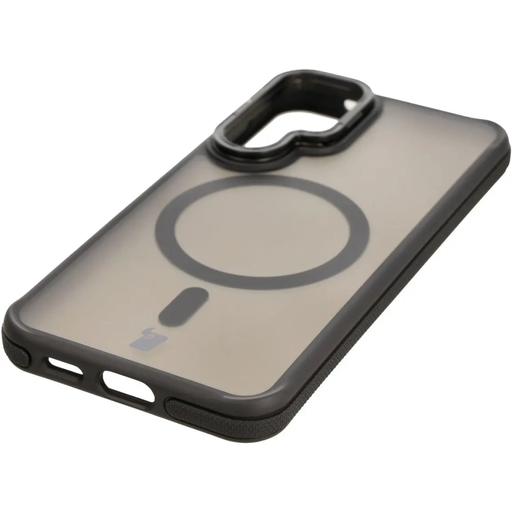 Hurtownia GSM - Etui s podstavcem a magnetickým kroužkem Bizon Case Eclipse pro Samsung Galaxy S25 kouřové s černým rámečkem - BIZ7960 - {ean13} - Hurt