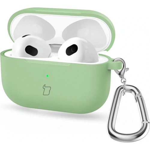 Silikonowe etui z karabińczykiem Bizon Case Headphone Silicone do Apple AirPods 4 jasnozielone