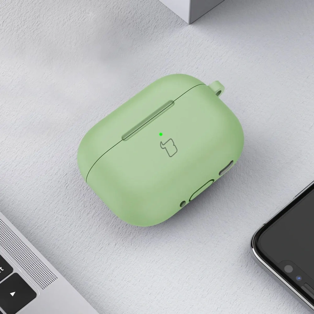 Hurtownia GSM - Caz de căști Bizon din silicon Apple AirPods 4 verde deschis - BIZ7964 - {ean13} - Hurt