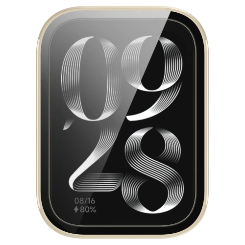 Etui ze szkłem do zegarka Bizon Case+Glass Watch do Xiaomi Mi Smart Band 9 Pro beżowe