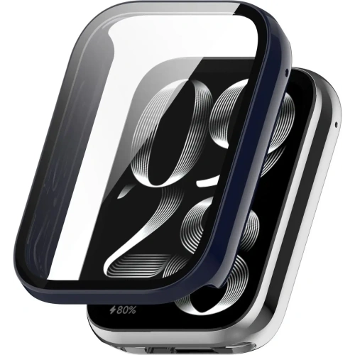 Etui ze szkłem do zegarka Bizon Case+Glass Watch do Xiaomi Mi Smart Band 9 Pro niebieskie
