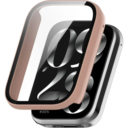 Etui ze szkłem do zegarka Bizon Case+Glass Watch do Xiaomi Mi Smart Band 9 Pro różowe