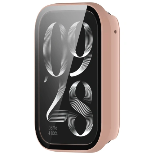 Etui ze szkłem do zegarka Bizon Case+Glass Watch do Xiaomi Mi Smart Band 9 Pro różowe