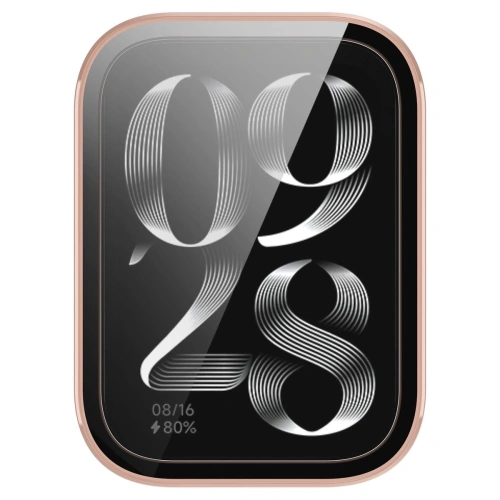 Etui ze szkłem do zegarka Bizon Case+Glass Watch do Xiaomi Mi Smart Band 9 Pro różowe