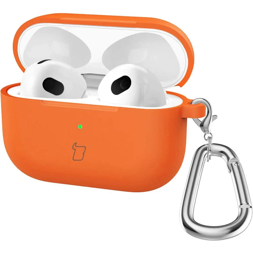 Hurtownia GSM - Silikonowe etui z karabińczykiem Bizon Case Headphone Silicone do Apple AirPods 4 pomarańczowe - BIZ7983 - {ean13} - Hurt