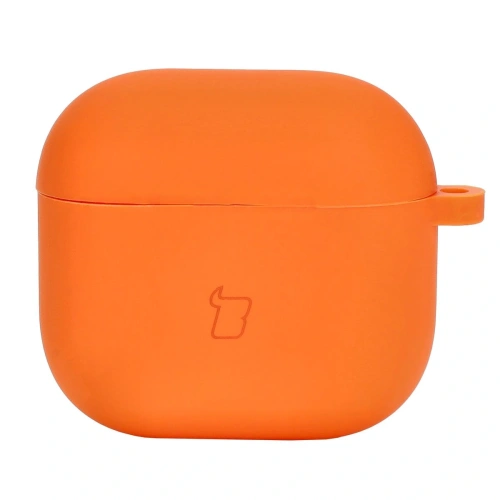 Silikonowe etui z karabińczykiem Bizon Case Headphone Silicone do Apple AirPods 4 pomarańczowe