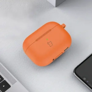 Hurtownia GSM - Silikonový obal s karabinkou Bizon Case Headphone Silicone pro Apple AirPods 4 oranžový - BIZ7983 - {ean13} - Hurt
