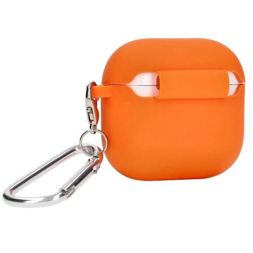 Silikonowe etui z karabińczykiem Bizon Case Headphone Silicone do Apple AirPods 4 pomarańczowe