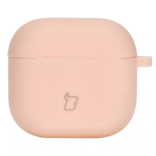 Silikonowe etui z karabińczykiem Bizon Case Headphone Silicone do Apple AirPods 4 jasnoróżowe