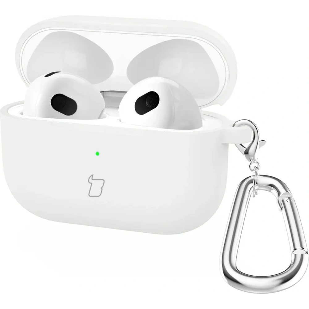 Hurtownia GSM - Silikonowe etui z karabińczykiem Bizon Case Headphone Silicone do Apple AirPods 4 białe - BIZ7985 - {ean13} - Hurt
