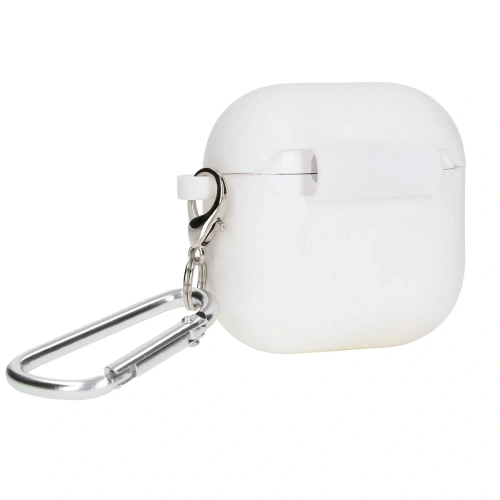 Silikonowe etui z karabińczykiem Bizon Case Headphone Silicone do Apple AirPods 4 białe