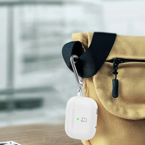 Silikonowe etui z karabińczykiem Bizon Case Headphone Silicone do Apple AirPods 4 białe