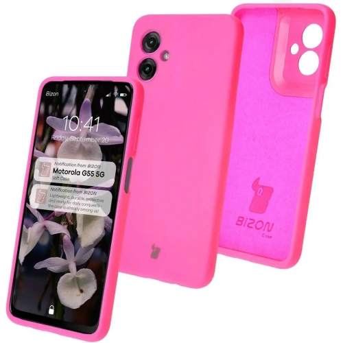 Silikonowe etui Bizon Soft Case do Motorola Moto G55 5G neonowo-różowe