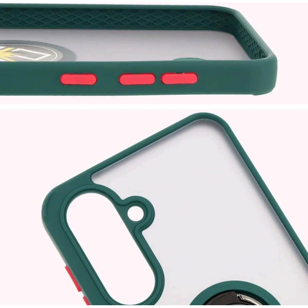 Wholesale Bizon Case Hybrid Ring Samsung Galaxy A36 5G / A56 5G smoky with a dark green frame - BIZ7999 - {ean13} - Hurt
