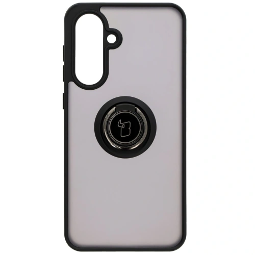 Etui z uchwytem na palec Bizon Case Hybrid Ring do Samsung Galaxy A36 5G / A56 5G przydymione z czarną ramką