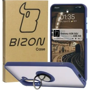 Hurtownia GSM - Bizon Case Hybrid Ring Samsung Galaxy A36 5G / A56 5G fumuriu cu un cadru albastru închis - BIZ8002 - {ean13} - Hurt