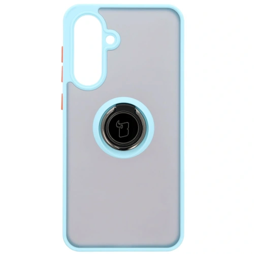 Etui z uchwytem na palec Bizon Case Hybrid Ring do Samsung Galaxy A36 5G / A56 5G przydymione z jasnoniebieską ramką