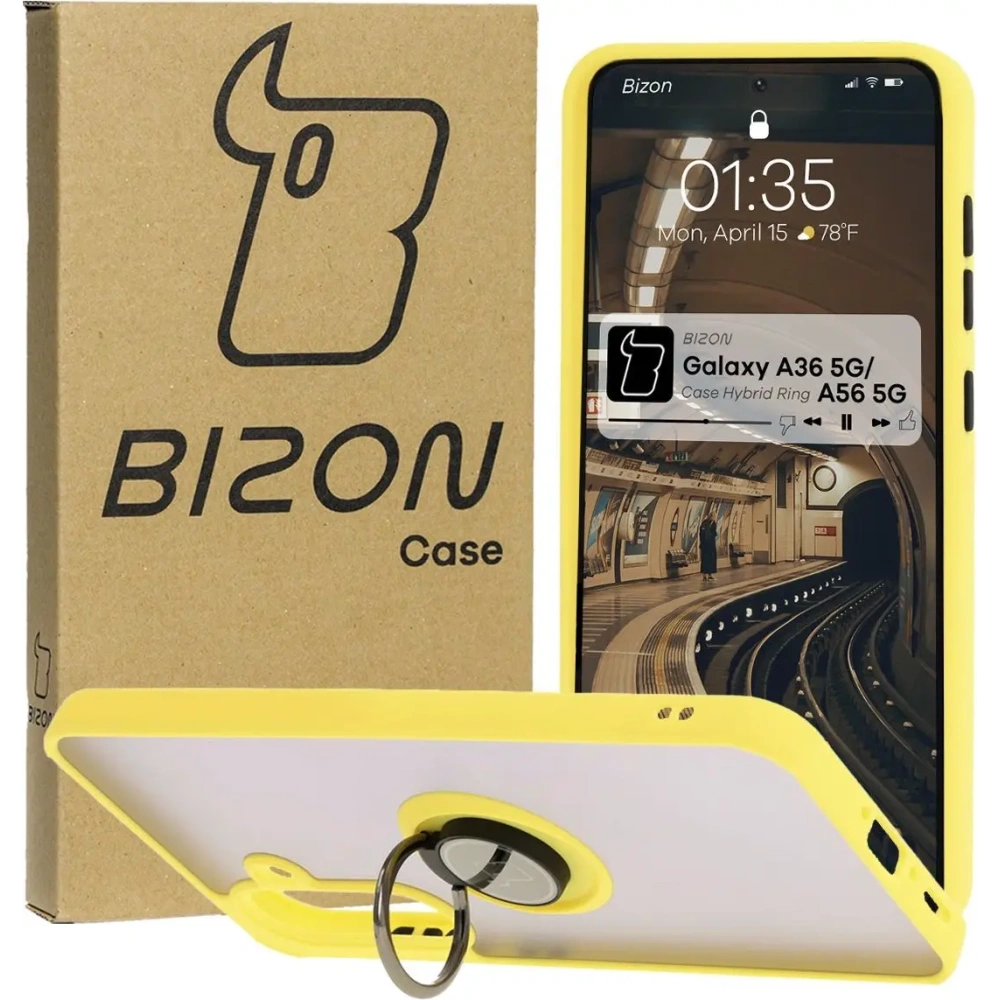 Hurtownia GSM - Bizon Case Hybrid Ring Samsung Galaxy A36 5G / A56 5G rauchig mit einem gelben Rahmen - BIZ8004 - {ean13} - Hurt