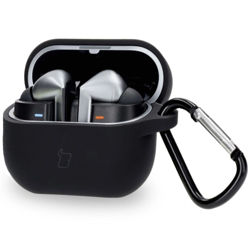 Silikonowe etui z karabińczykiem Bizon Case Headphone Silicone do Samsung Galaxy Buds 3 / 3 Pro czarne