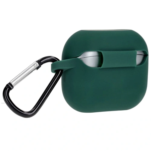 Silikonowe etui z karabińczykiem Bizon Case Headphone Silicone do Samsung Galaxy Buds 3 / 3 Pro ciemnozielone