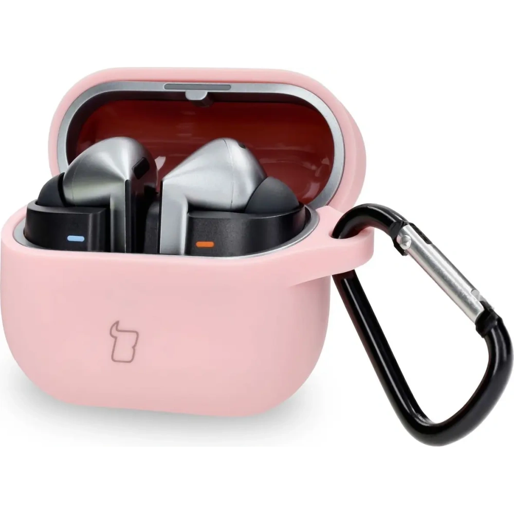 Hurtownia GSM - Silikonové pouzdro s karabinerem Bizon Case Headphone Silicone pro Samsung Galaxy Buds 3 / 3 Pro světle růžové - BIZ8014 - {ean13} - Hurt