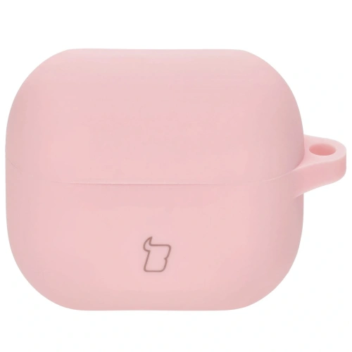 Silikonowe etui z karabińczykiem Bizon Case Headphone Silicone do Samsung Galaxy Buds 3 / 3 Pro jasnoróżowe